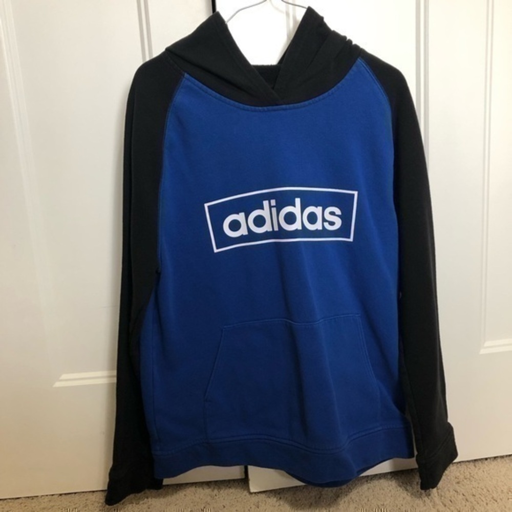 Adidas black and royal youth size XL hoodie sweatshirt